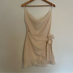 Lucy in the Sky Size Medium Off White Thin Strap Wrap Mini Dress